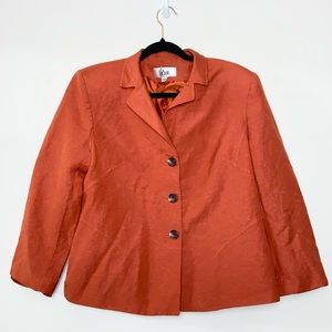Le Suit orange linen blend  blazer, size 16